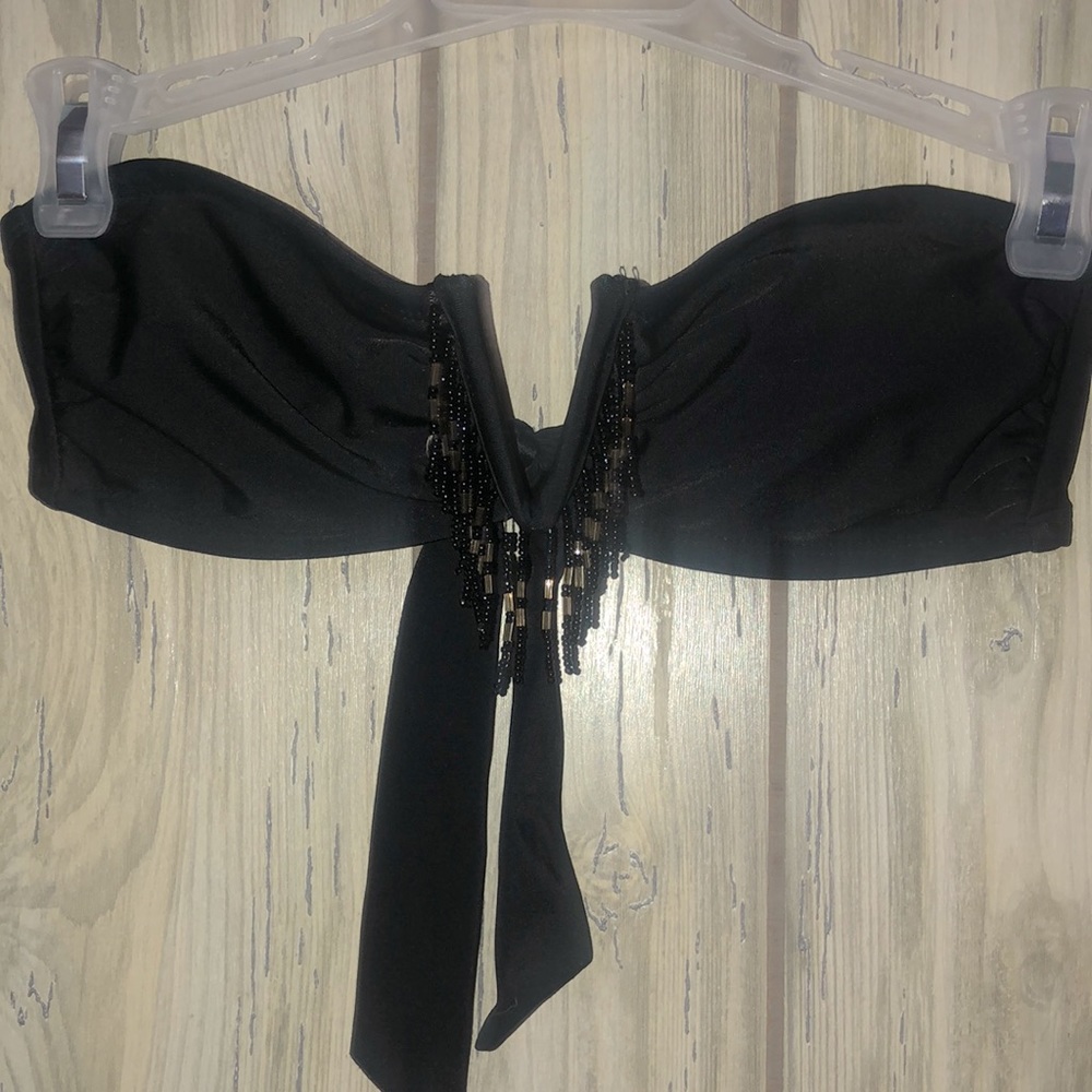 Black bikini top size small with black and gold beading
